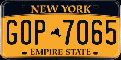 NY license plate GOP7065
