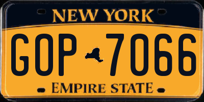 NY license plate GOP7066