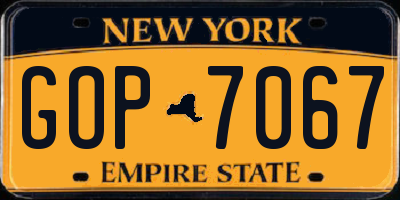 NY license plate GOP7067