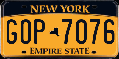 NY license plate GOP7076