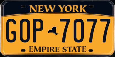 NY license plate GOP7077