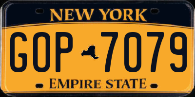 NY license plate GOP7079