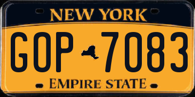 NY license plate GOP7083