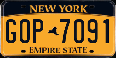 NY license plate GOP7091
