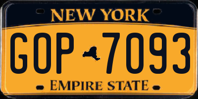 NY license plate GOP7093
