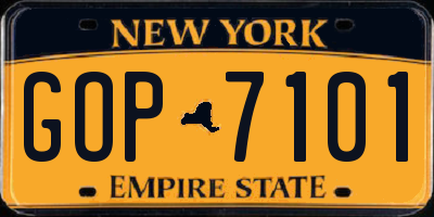 NY license plate GOP7101