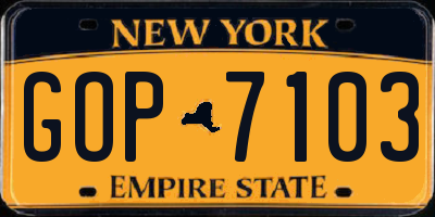 NY license plate GOP7103