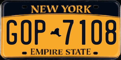 NY license plate GOP7108
