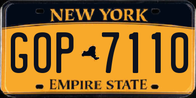 NY license plate GOP7110