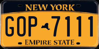 NY license plate GOP7111