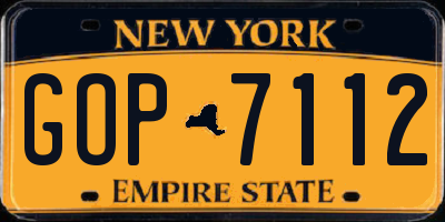 NY license plate GOP7112
