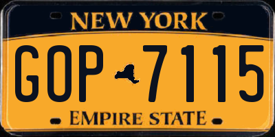 NY license plate GOP7115