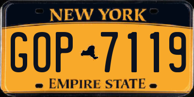 NY license plate GOP7119