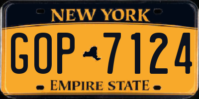 NY license plate GOP7124