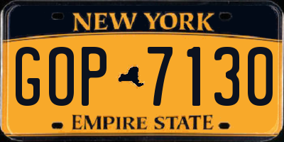 NY license plate GOP7130