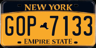 NY license plate GOP7133
