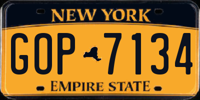 NY license plate GOP7134