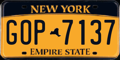 NY license plate GOP7137
