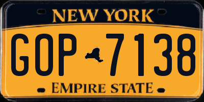 NY license plate GOP7138