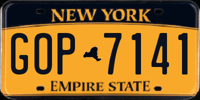 NY license plate GOP7141