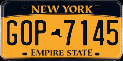 NY license plate GOP7145