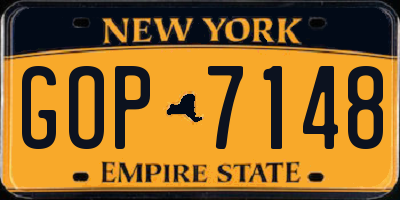 NY license plate GOP7148