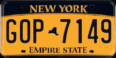 NY license plate GOP7149