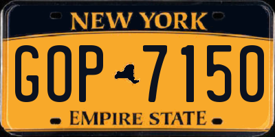 NY license plate GOP7150