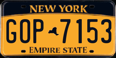 NY license plate GOP7153
