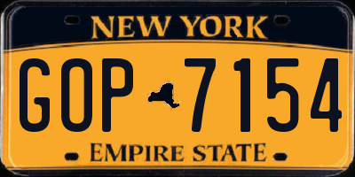 NY license plate GOP7154