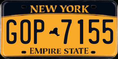 NY license plate GOP7155