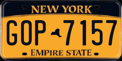 NY license plate GOP7157