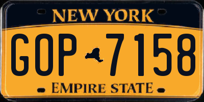 NY license plate GOP7158