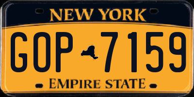 NY license plate GOP7159