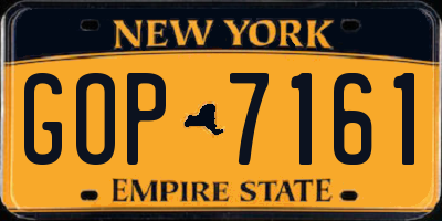 NY license plate GOP7161