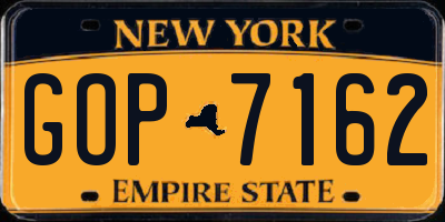 NY license plate GOP7162