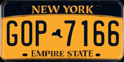 NY license plate GOP7166
