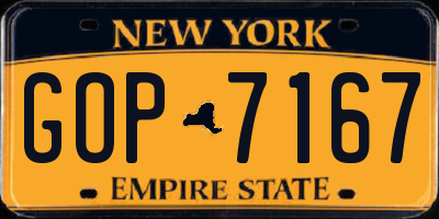 NY license plate GOP7167