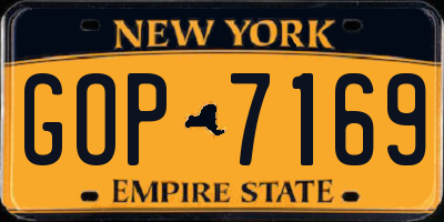 NY license plate GOP7169