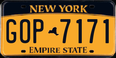 NY license plate GOP7171