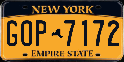 NY license plate GOP7172
