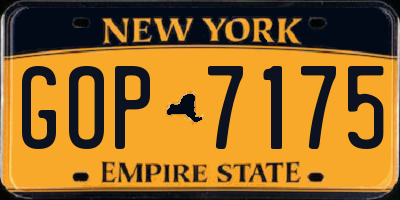 NY license plate GOP7175