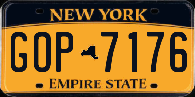 NY license plate GOP7176