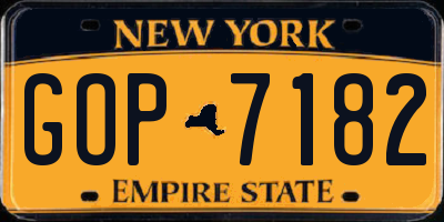 NY license plate GOP7182