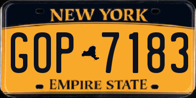 NY license plate GOP7183