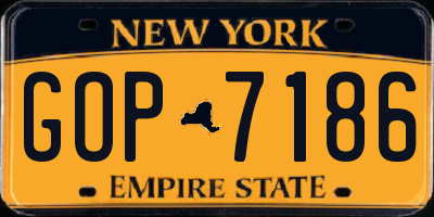 NY license plate GOP7186