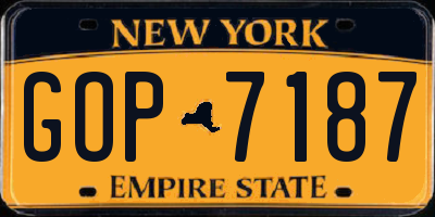 NY license plate GOP7187