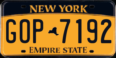 NY license plate GOP7192
