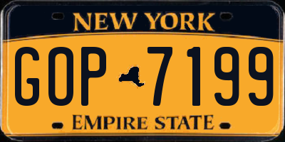 NY license plate GOP7199