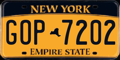 NY license plate GOP7202